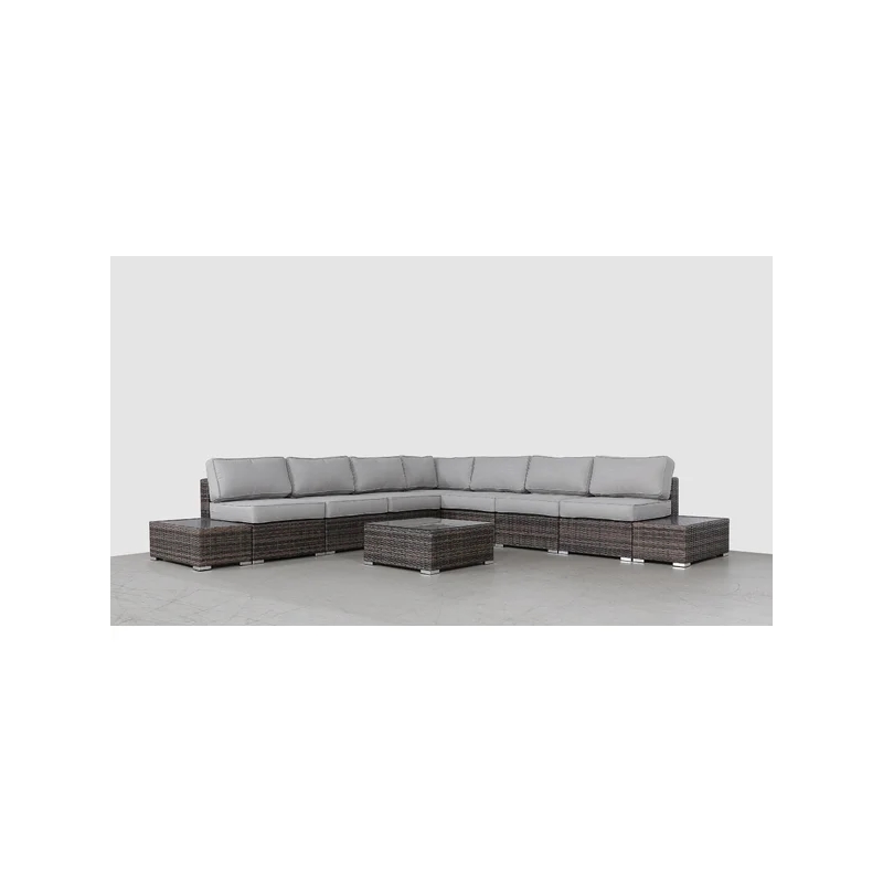 Living Source International 10-Piece Wicker / Rattan Sectional Set in Espresso