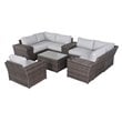 Living Source International 11-Piece Sectional Set w/Cushion in Brown/Gray