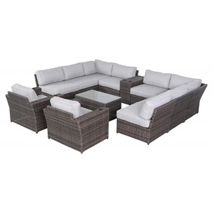 living source international 12-piece sectional set w/ cushion in brown