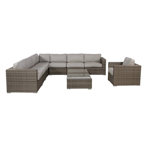 Living Source International 10-Piece Sectional Set with Cushions in Gray