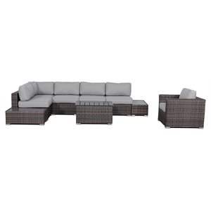 living source international 9-piece sectional set with cushions in espresso
