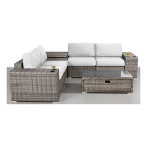 Living Source International 8-Piece Wicker / Rattan Sectional Set in Gray/Canvas