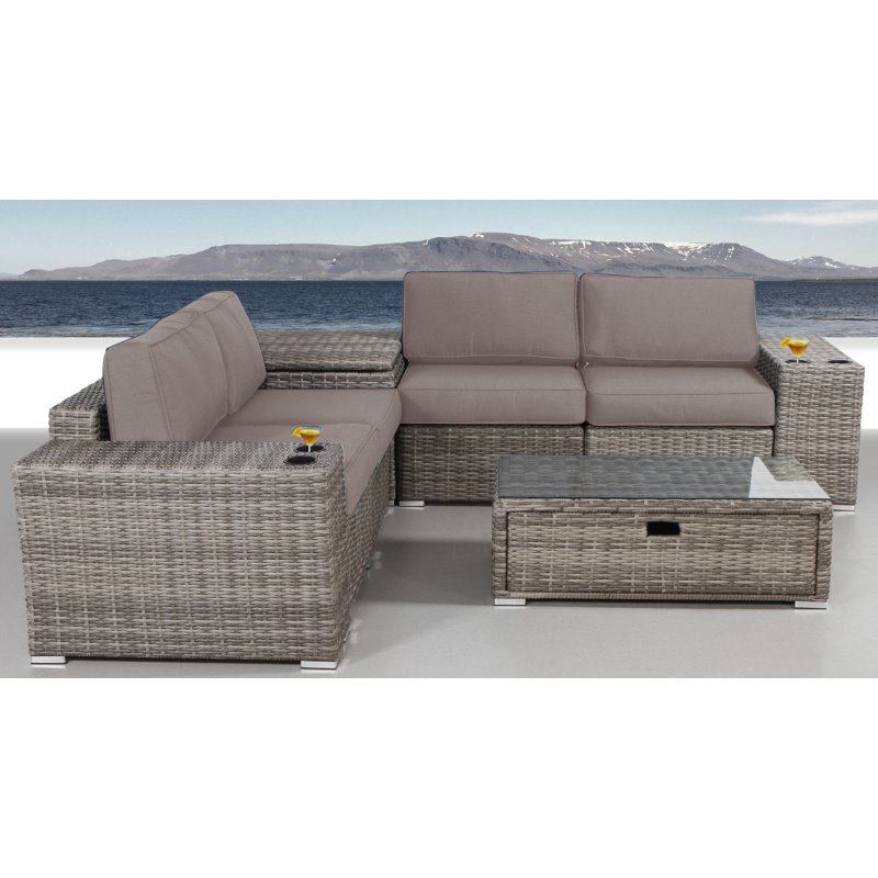 Living Source International 8-Piece Wicker / Rattan Sectional Set in Espresso