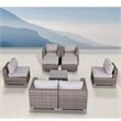 Living Source International 9-Piece Wicker Sectional Set with Cup Table - Gray