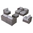 Living Source International 9-Piece Wicker Sectional Set with Cup Table - Gray