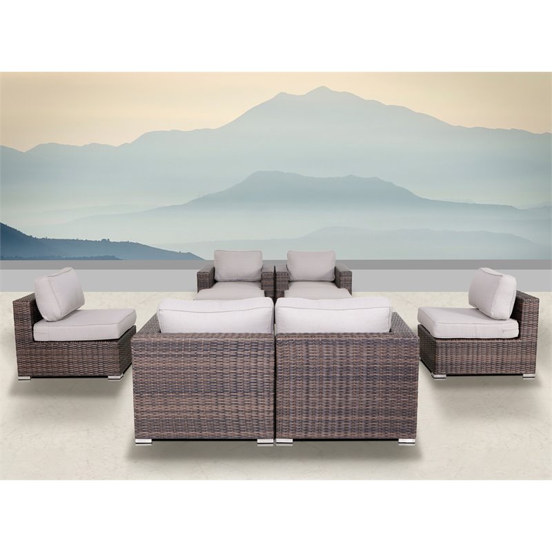 Living Source International 9-Piece Sectional Set with Cushion in Brown/Gray