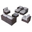 Living Source International 9-Piece Sectional Set with Cushion in Brown/Gray