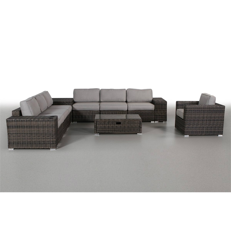 Living Source International 11-Piece Sectional Set with Cushions in Espresso