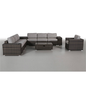 Living Source International 11-Piece Sectional Set with Cushions in Espresso