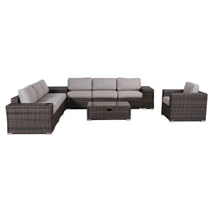 living source international 11-piece sectional set with cushions in espresso