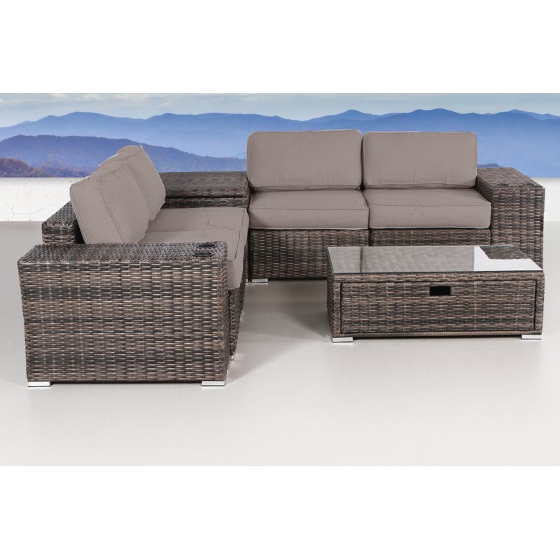 Living Source International 8-Piece Wicker / Rattan Sectional Set in Chocolate