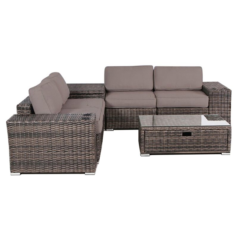 Living Source International 8-Piece Wicker / Rattan Sectional Set in Chocolate