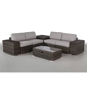 Living Source International 8-Piece Sectional Set plus Cushions - Espresso