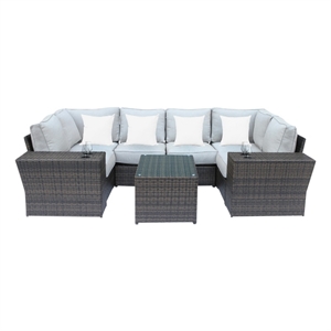 living source international 9-piece sectional set with cup table in espresso