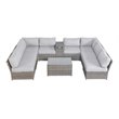 Living Source International 10-Piece Wicker Sectional Set with Cushion - Gray