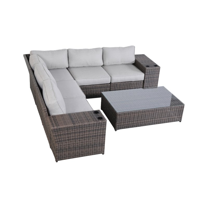 Living Source International 8-Piece Sectional Set with  Cushions - Gray