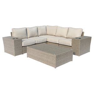 living source international 8-piece wicker sectional set w/cushions in gray