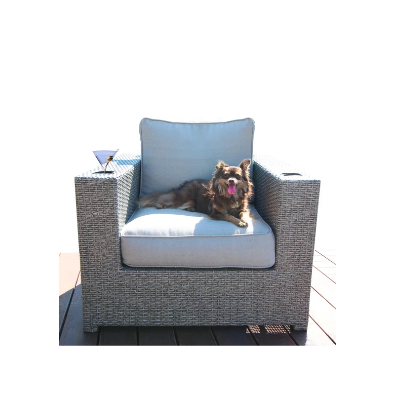 Living Source International 6-Piece Wicker / Rattan Sectional Set in Gray Finish