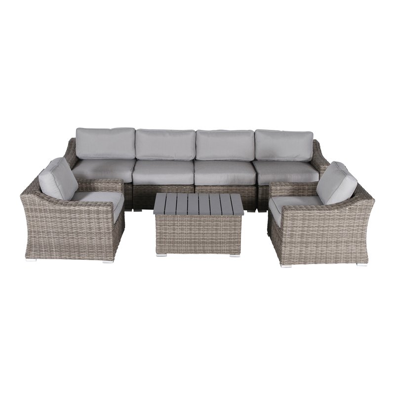 Living Source International 7-piece Wicker Sectional Set with Cushions in Gray