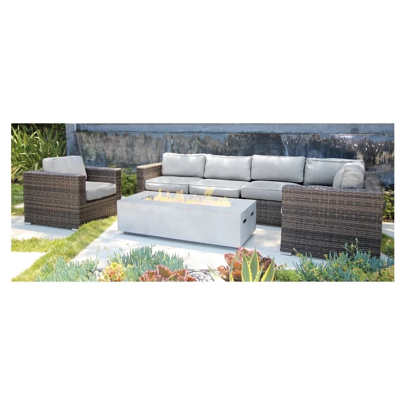 Living Source 7-Piece Wicker / Rattan Sectional Set w/ Cushion in Espresso