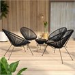 Living Source International 5-Piece Modern Metal & Wicker Outdoor Set in Black