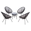 Living Source International 5-Piece Modern Metal & Wicker Outdoor Set in Black