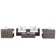 Living Source 6-Piece Wicker / Rattan Sectional Set with Cushions in Gray
