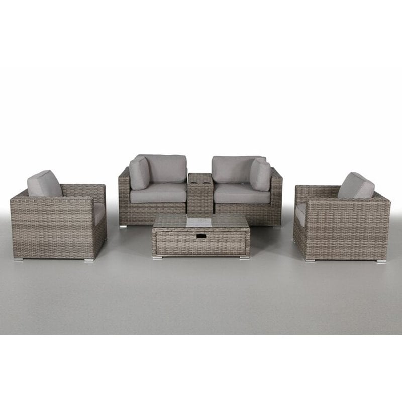 Living Source International 6-Piece Wicker Sectional Set plus Cushions in Gray