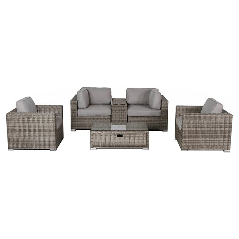 Living Source International 6-Piece Wicker Sectional Set plus Cushions in Gray