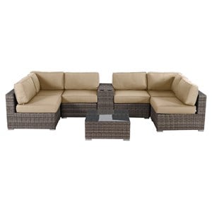 Living Source International 8-Piece Sectional Set w/Cushions in Beige