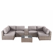 Living Source International 8-Piece Wicker / Rattan Sectional Set in Taupe/Gray