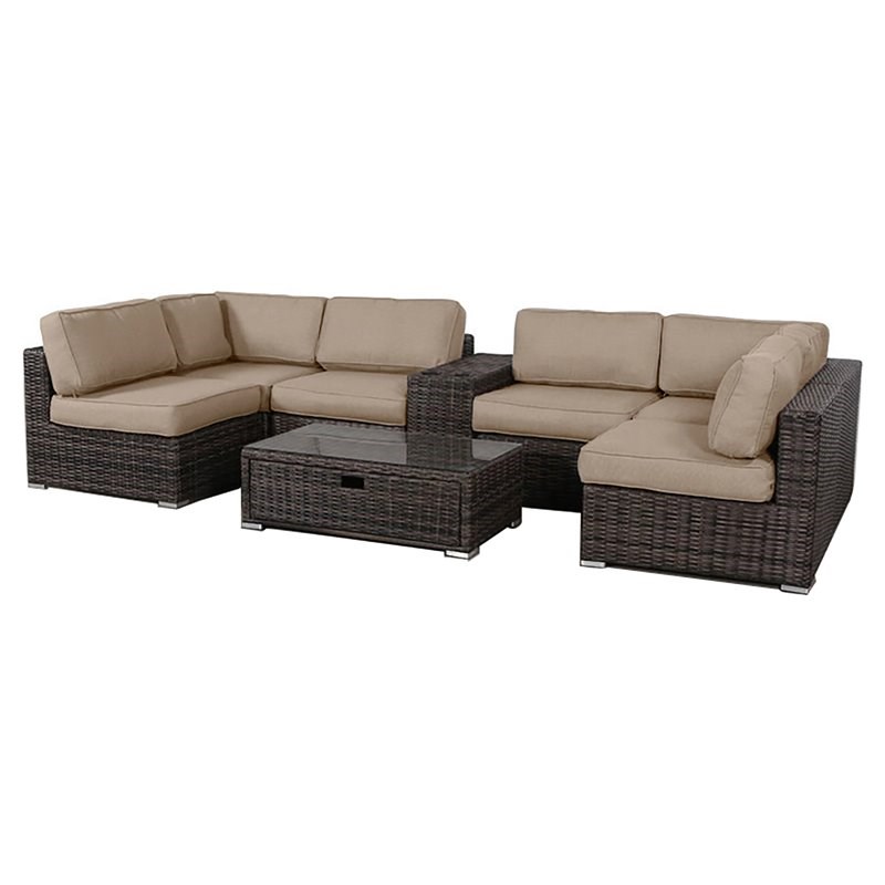 Living Source International 8-Piece Wicker Outdoor Sectional Set in Espresso