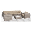 Living Source International 7-Piece Wicker / Rattan Sectional Set in Beige
