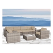 Living Source International 7-Piece Wicker / Rattan Sectional Set in Beige