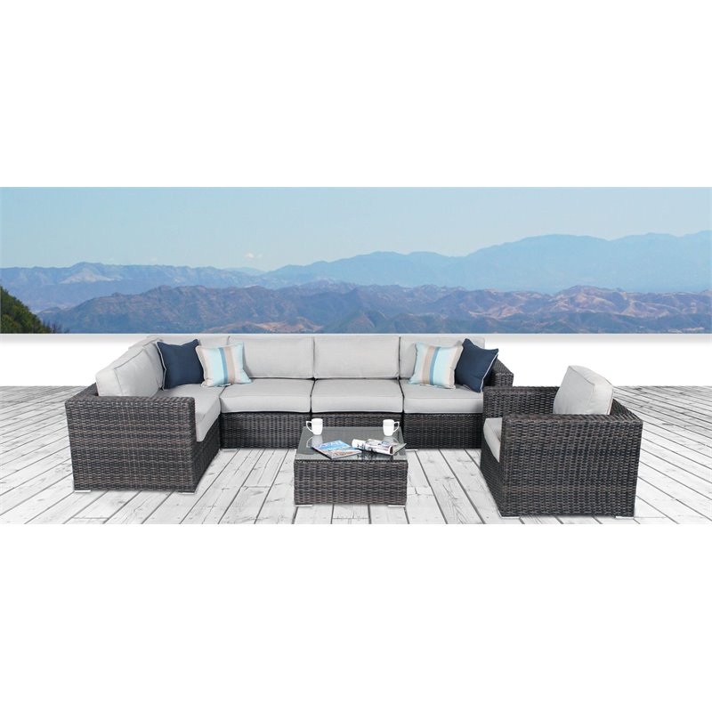 Living Source International 7-piece Wicker Outdoor Furniture Set in Espresso