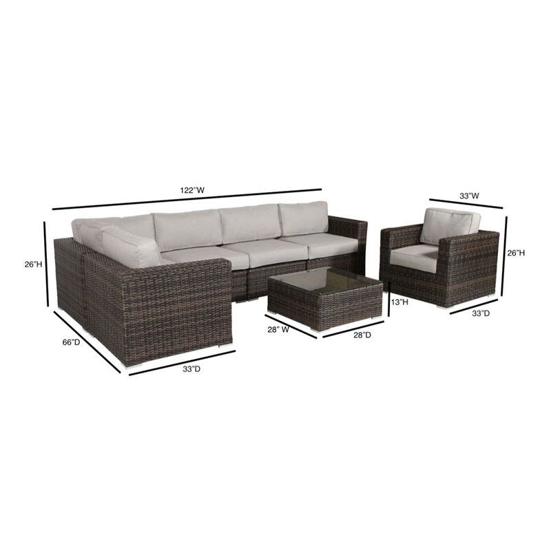 Living Source International 7-piece Wicker Outdoor Furniture Set in Espresso