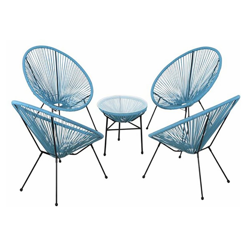 Living Source International 5-Piece Metal & Wicker Outdoor Set in Turquoise