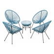 Living Source International 5-Piece Modern Metal & Wicker Outdoor Set in White