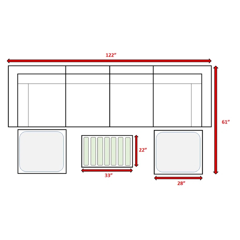 Living Source International 7-Piece Wicker / Rattan Sectional Set in Gray Finish