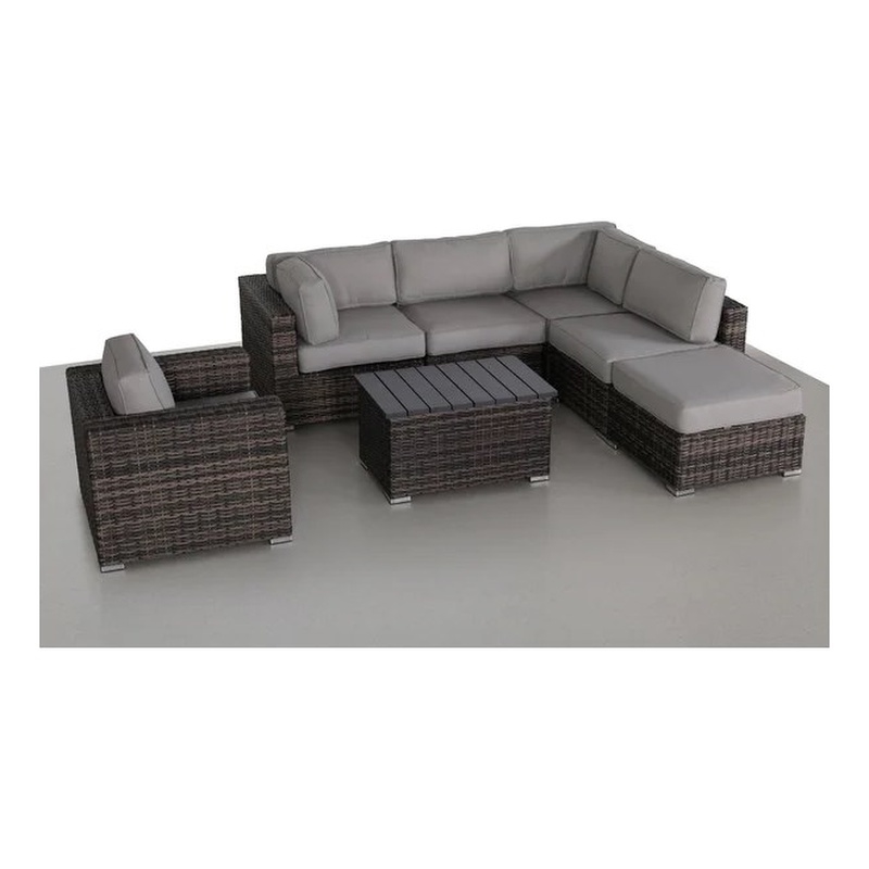 Living Source International 7-Piece Wicker / Rattan Sectional Set in Espresso