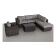 Living Source International 7-Piece Wicker / Rattan Sectional Set in Espresso