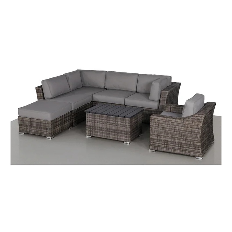 Living Source International 7-Piece Wicker / Rattan Sectional Set in Gray
