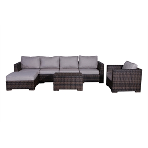 Living Source International 4-piece Wicker Sectional Set w/Cushions - Espresso