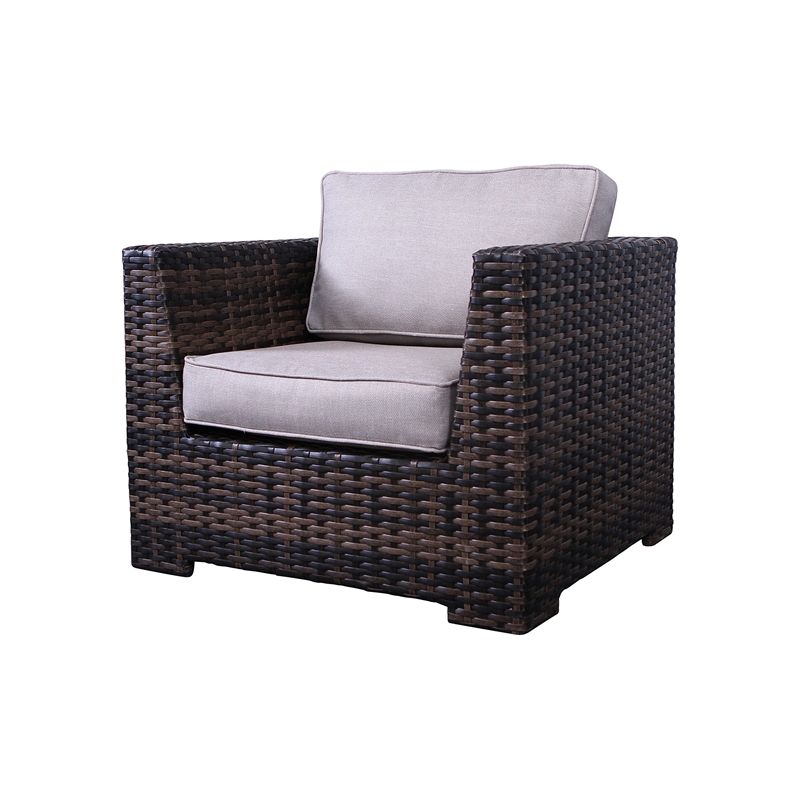 Living Source International 4-piece Wicker Sectional Set w/Cushions - Espresso