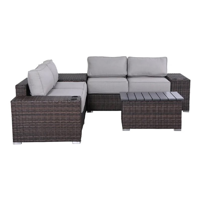 Living Source International 8-Piece Sectional Set with  Cushion - Brown