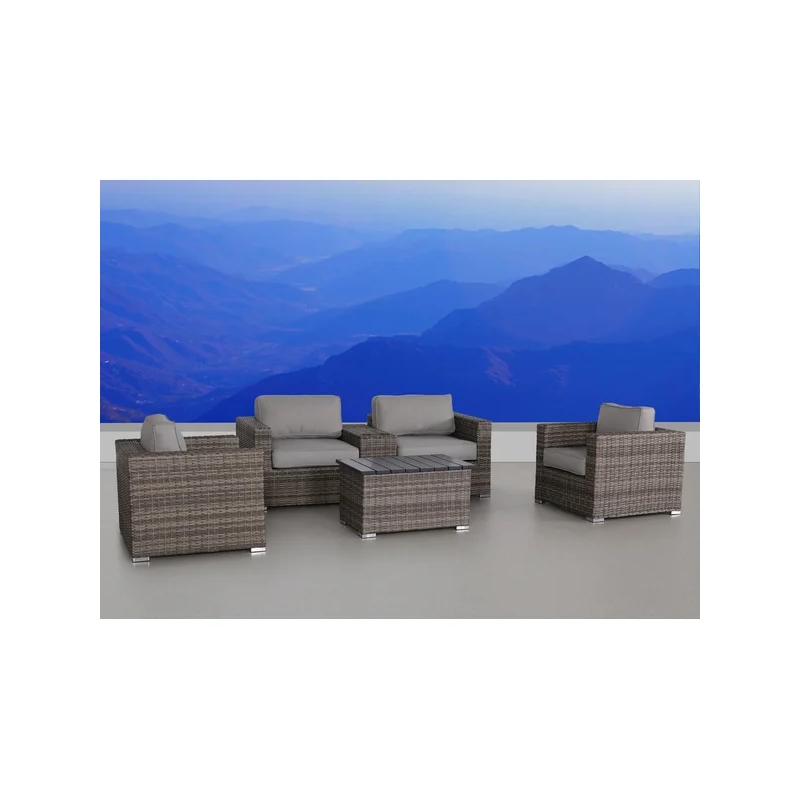 Living Source International 6-Piece Wicker / Rattan Sectional Set in Gray
