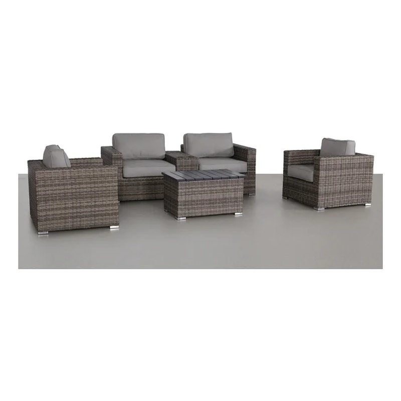 Living Source International 6-Piece Wicker / Rattan Sectional Set in Gray