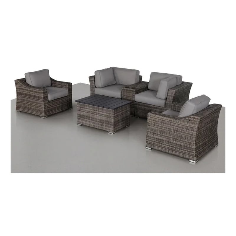 Living Source International 6-Piece Wicker / Rattan Sectional Set in Gray