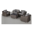 Living Source International 6-Piece Wicker / Rattan Sectional Set in Gray