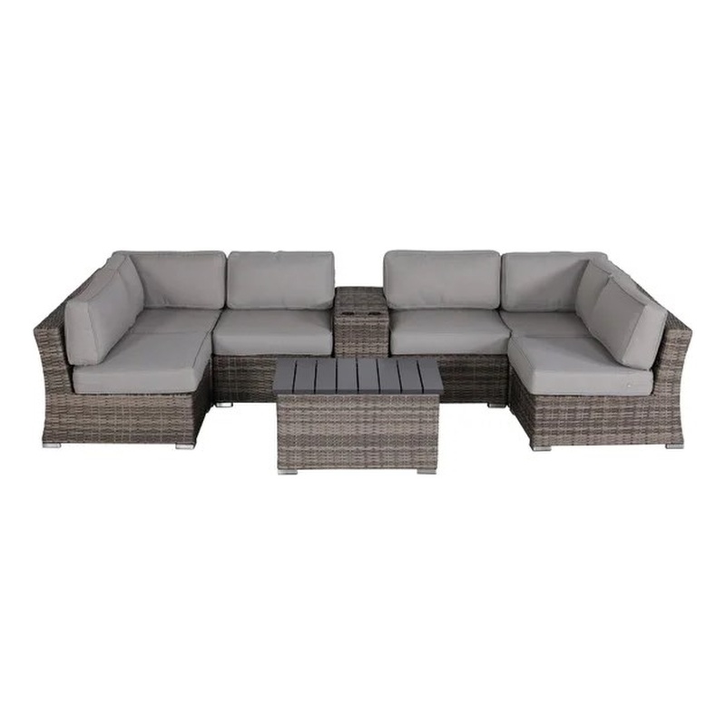 Living Source International 8-Piece Wicker / Rattan Sectional Set in Gray Finish